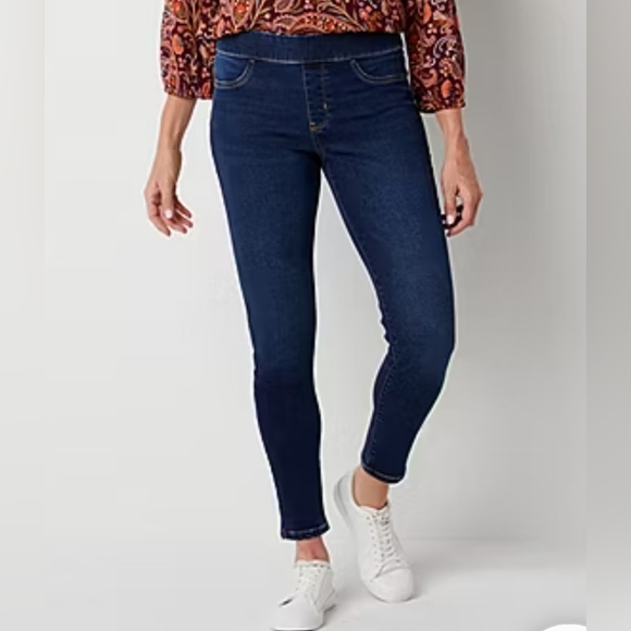 St John's Bay Pull on Mid-Rise Skinny Fit Jegging Jeans Sz-18 - Picture 1 of 9